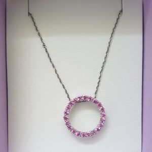 cubic zirconia circle pendant necklace